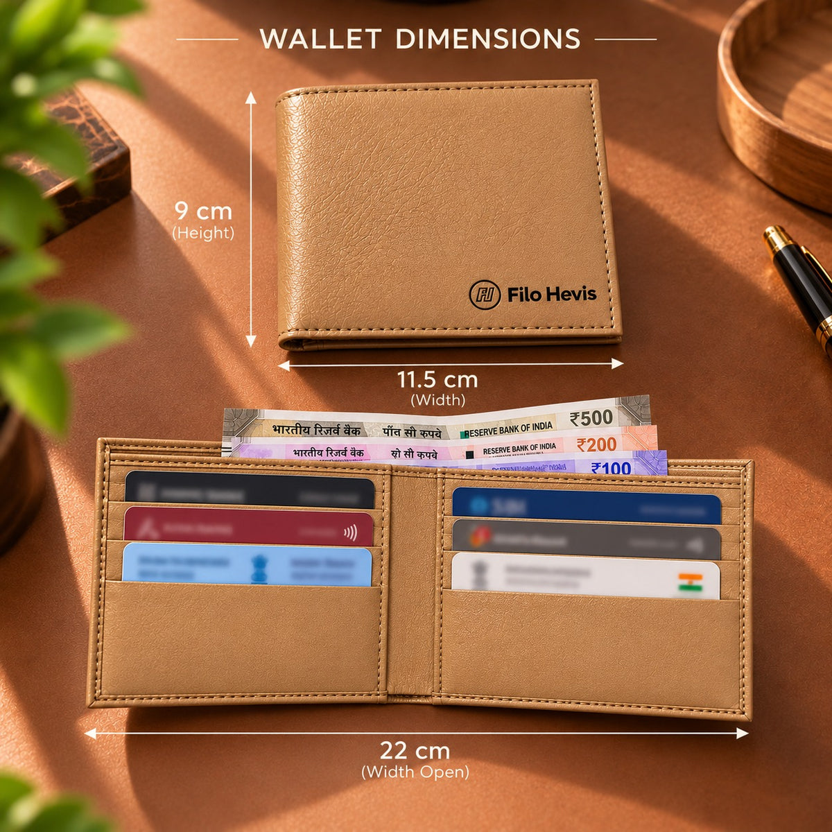 Tan Wallet for Men | Stylish Bifold Wallet with Multiple Card Slots