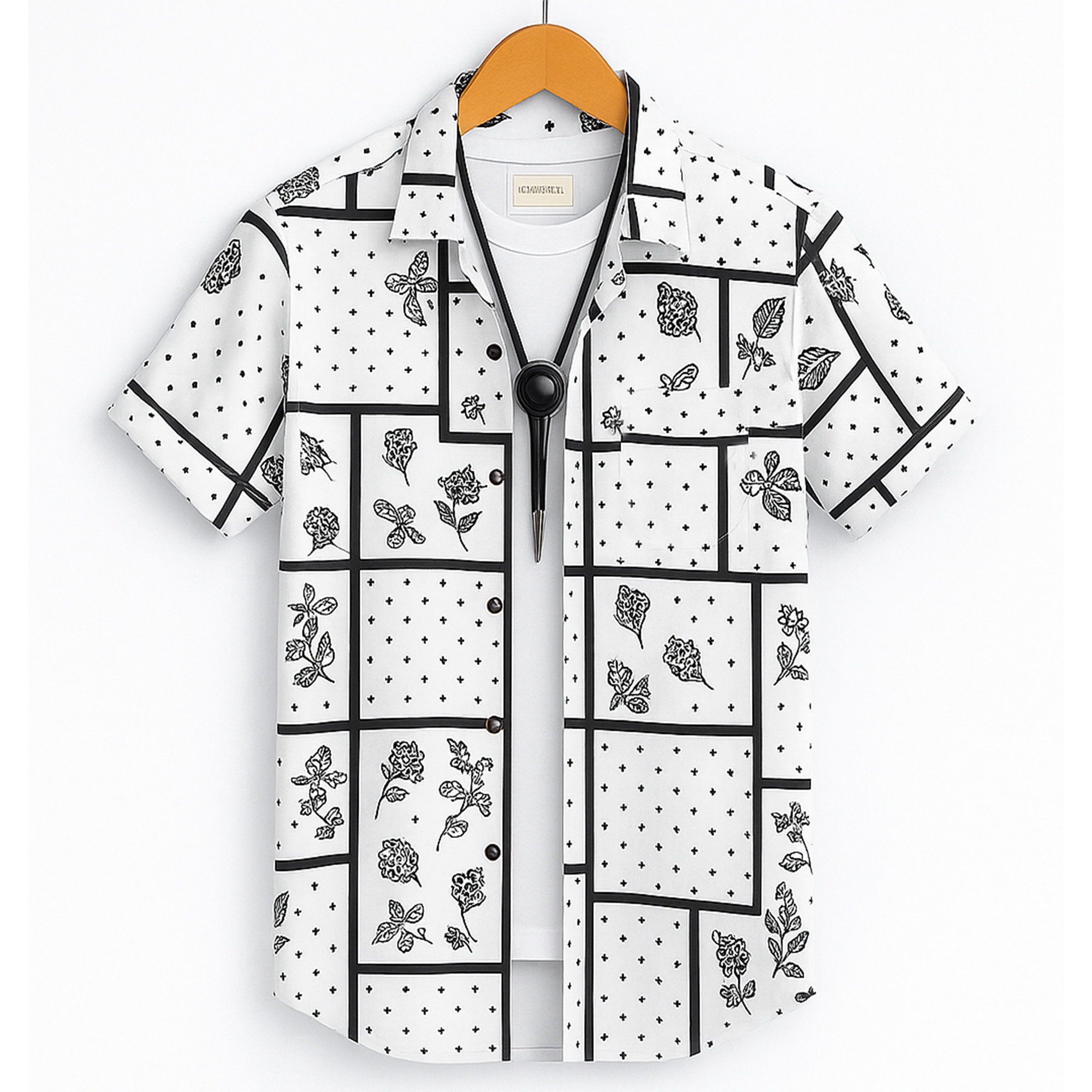 Men's Regular Fit Half Sleeve Printed Shirt-White