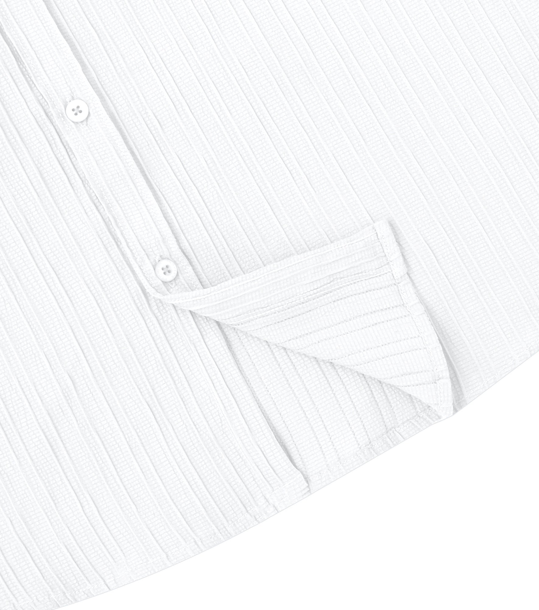 Men’s Textured Popcorn Half Sleeve Casual Shirt – White