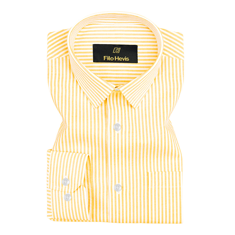 Cotton Stripe Shirt for Men |Slim fit | Yellow