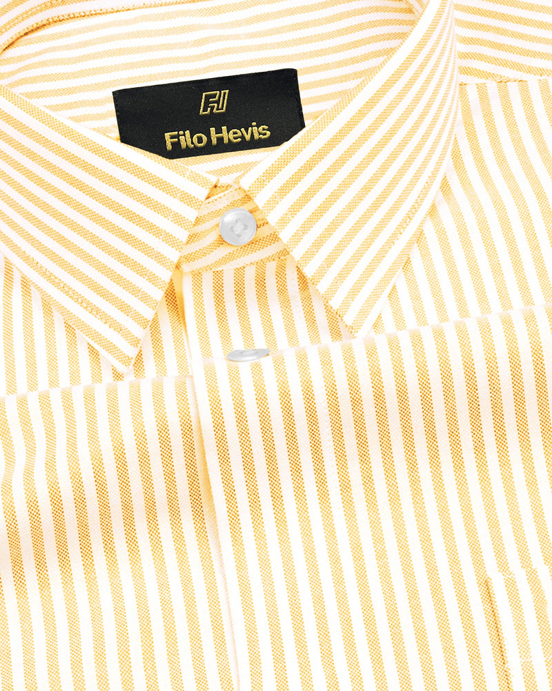Cotton Stripe Shirt for Men |Slim fit | Yellow