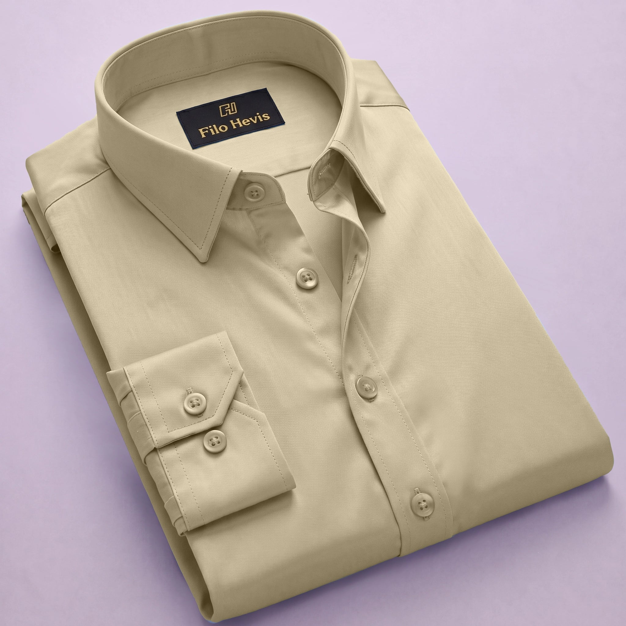 Anti Wrinkle Satin Lycra Formal Shirt (Imported Fabric)| Beige