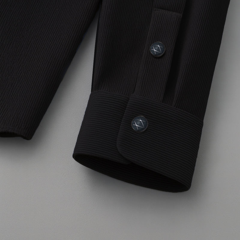 COTTON CORDUROY SHIRT FOR WINTER STYLE | 21-WALES CORDUROY | DOUBLE POCKET | Black