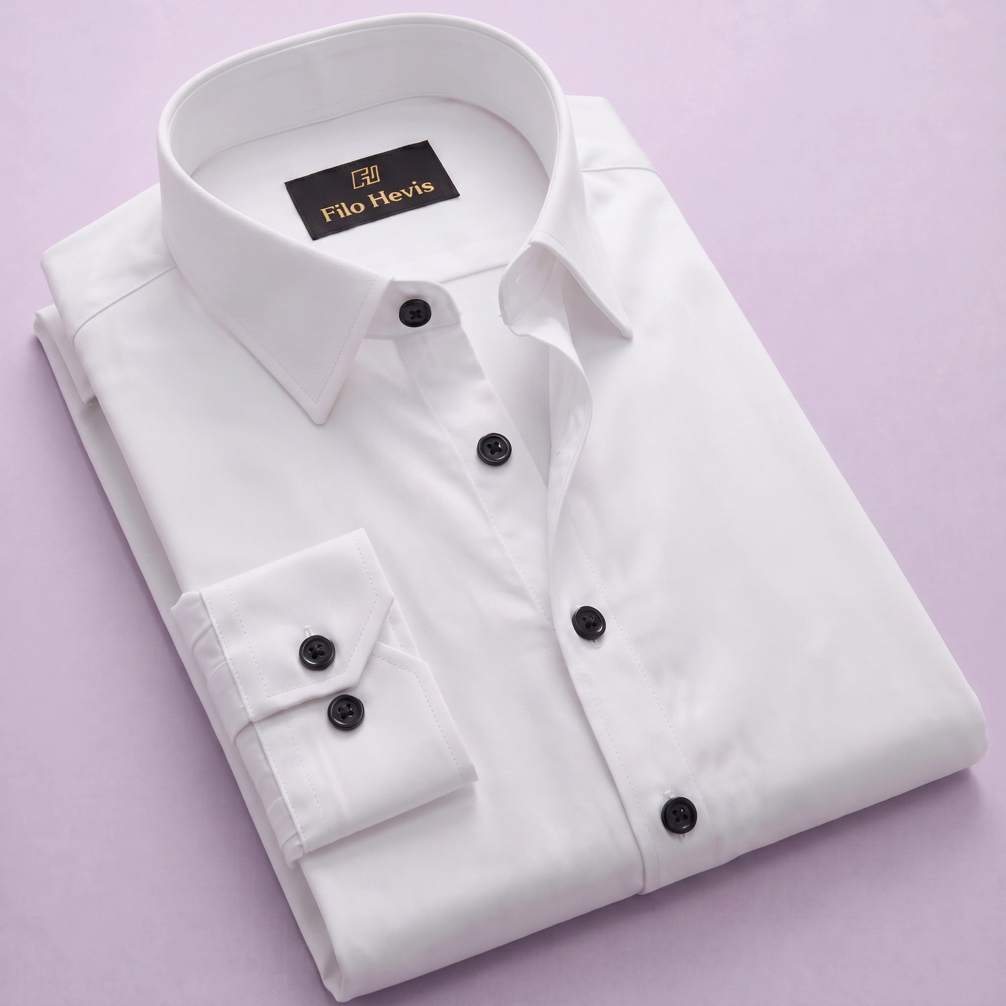 Anti Wrinkle Satin Lycra Formal Shirt (Imported Fabric)| White Shirt (With Black Buttons)