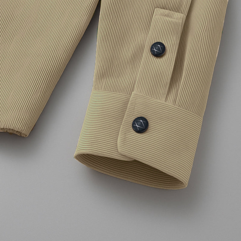 COTTON CORDUROY SHIRT FOR WINTER STYLE | 21-WALES CORDUROY | DOUBLE POCKET | Cream