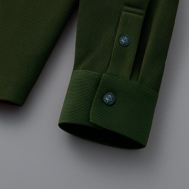 COTTON CORDUROY SHIRT FOR WINTER STYLE | 21-WALES CORDUROY | DOUBLE POCKET | Dark Green