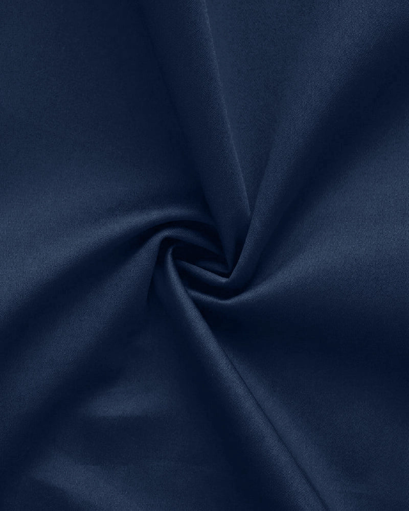 Platinum Cotton Satin Formal Shirt for Men - with Pocket | Navy Blue