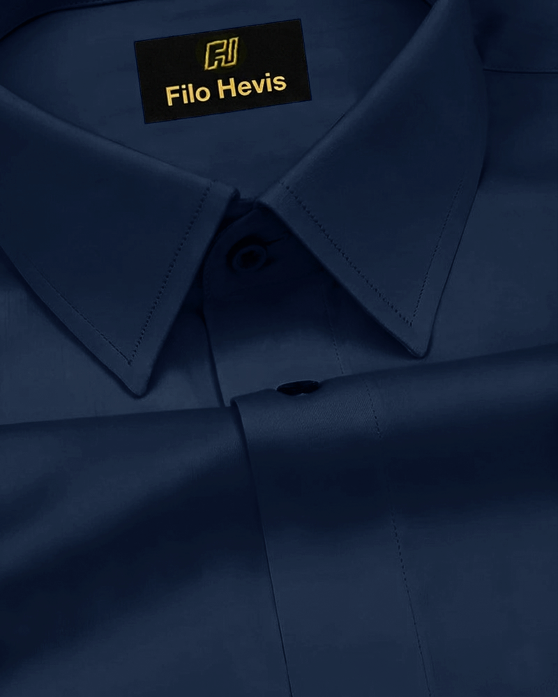 PLUS SIZE FORMAL SHIRTS IN COTTON FOR MEN (Single Pocket)- NAVY BLUE