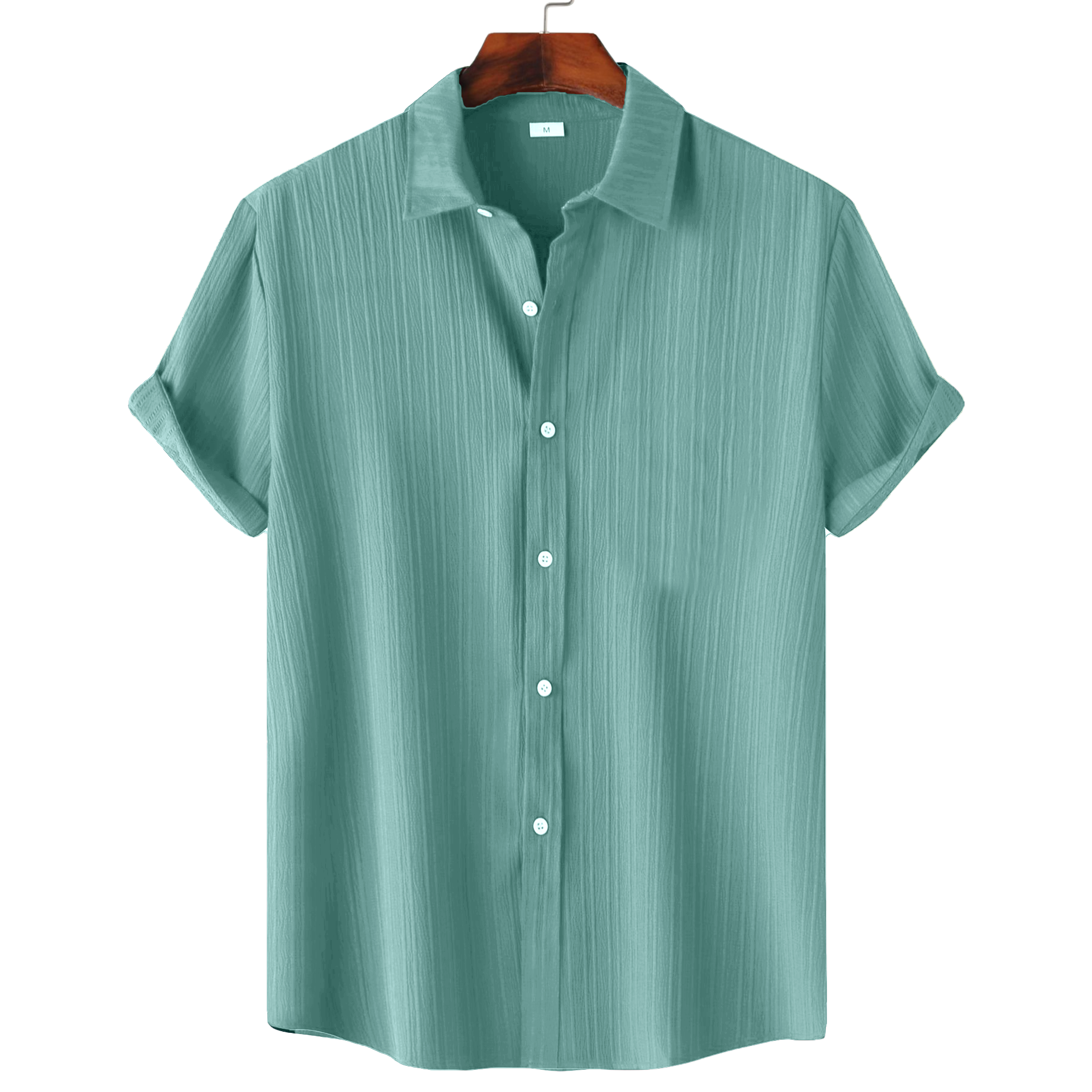 Men’s Textured Popcorn Half Sleeve Casual Shirt – Light Green