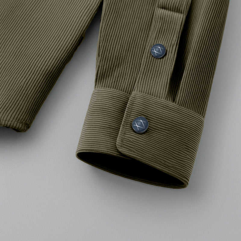 COTTON CORDUROY SHIRT FOR WINTER STYLE | 21-WALES CORDUROY | DOUBLE POCKET | Mustard