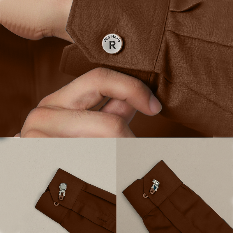 Filohevis Engraved Letter Metal Unisex Cufflinks – R (1 Pair)