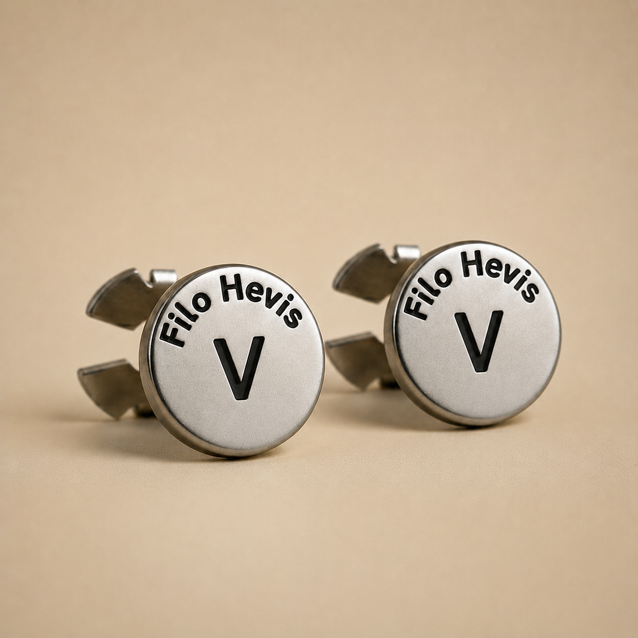 Filohevis Engraved Letter Metal Unisex Cufflinks – V (1 Pair)
